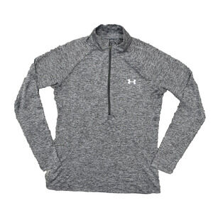 Under Armour Women's Size M Henley Sweater HALF ZIPPER Gray Long Sleeve Polyeste